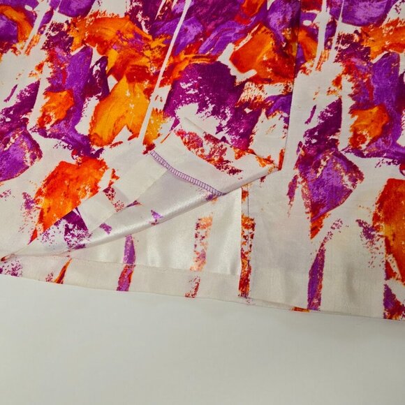 Abstract Multi-Color Purple Orange White Midi Skirt Plus Size 22W - Picture 4 of 13